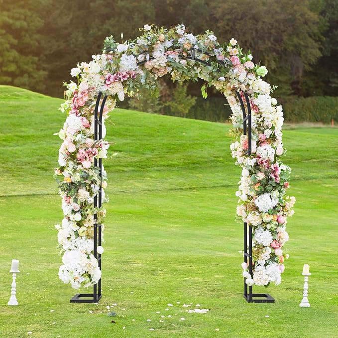 Garden Arch Trellis for Climbing Plants Outdoor, Wedding Arch with Base-94.5"(H)*55"(W), Balloon Arch Stand for Ceremony Valentines Day Birthday Baby Shower Garden Floral