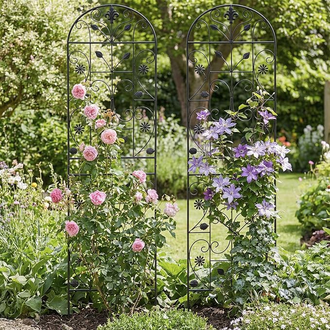 Trellis for Climbing Plants Outdoor, （2 Pack 70.8x19.6-inch）, Generic Metal Garden Trellis, Rustproof, Easy Assembly,（Black）