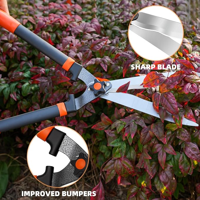 EWPJDK Loppers Hedge Shears & Pruners Combo Set 3-Piece Hedge Clippers, Heavy Duty Tree & Shrub Care Kit for Yard, Lawn & Garden, Professional Branch Cutter Tree Trimmer (Orange)