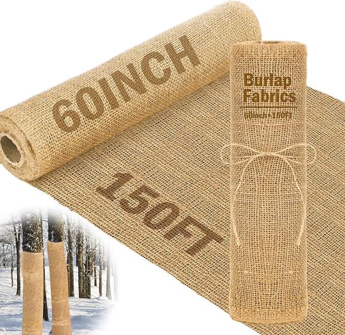 Buryeah 60 Inch x 100 ft Burlap Fabrics Roll Natural Burlap Garden Multipurpose Weed Barrier Garden Landscape Blankets Cloth Weed Barrier Fabric Jute for Outdoor Home Craft Shrubs Party Decor
