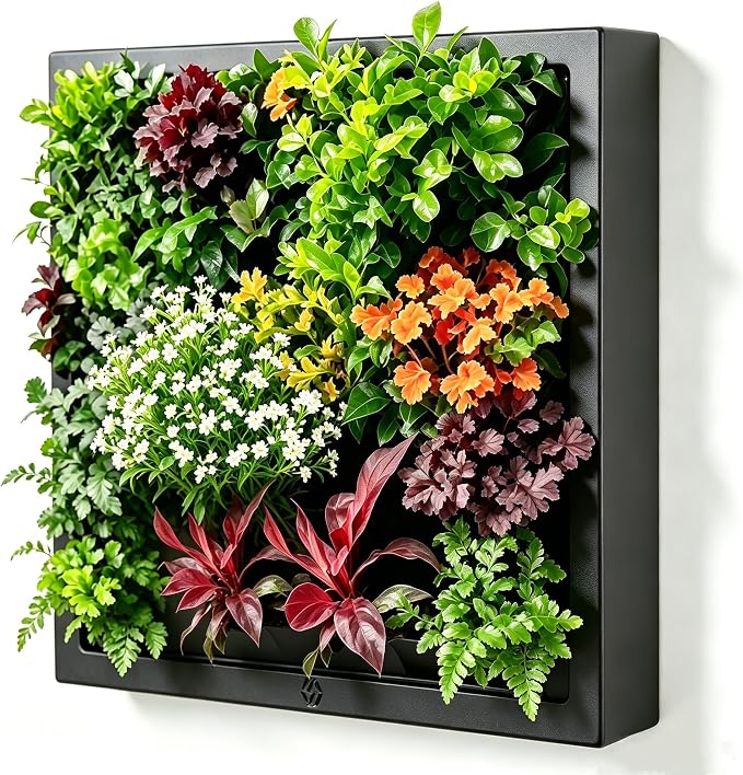 Wall-Mounted Planters Indoor, Living Wall Planter with 4 Pots - Vertical Planter Wall & Hanging Planter for Home, Office, Balcony or Shop No Assembly Required (Black)