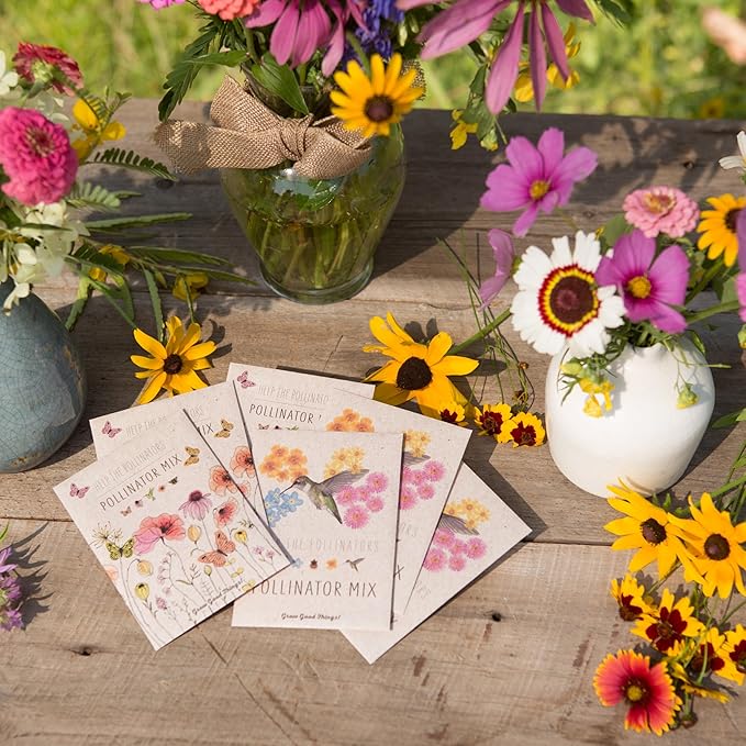 Bentley Wildflower Mix, Pre Filled Hummingbird Packets, 25 Annual Flower Packs, Perfect Eco-Friendly Gift for DIY Gardeners or New Homeowners, Non GMO Seeds