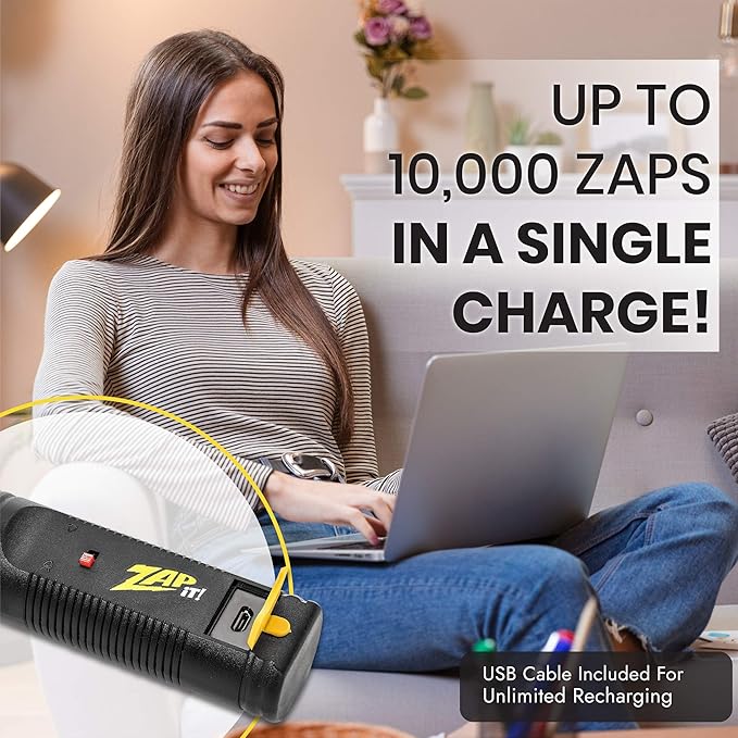 ZAP IT! Bug Zapper Rechargeable Bug Zapper Racket W/ Blue Light Attractant, 4,000 Volt, USB Charging Cable