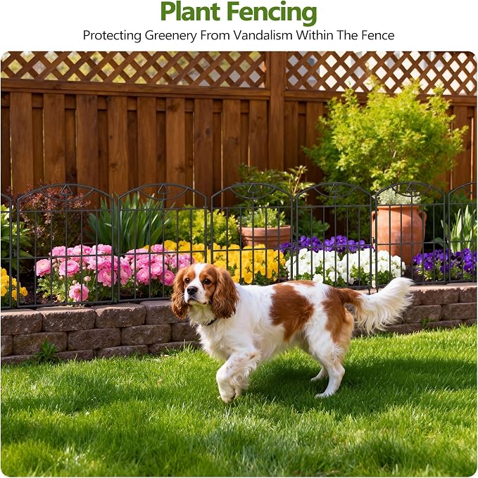 Garden Fence 17in (H) x25ft (L), 24 Pack No Dig Animal Barrier Fence, Metal Decorative Garden Border Fence Panels, for Dogs, Flower Bed, Patio, Yard