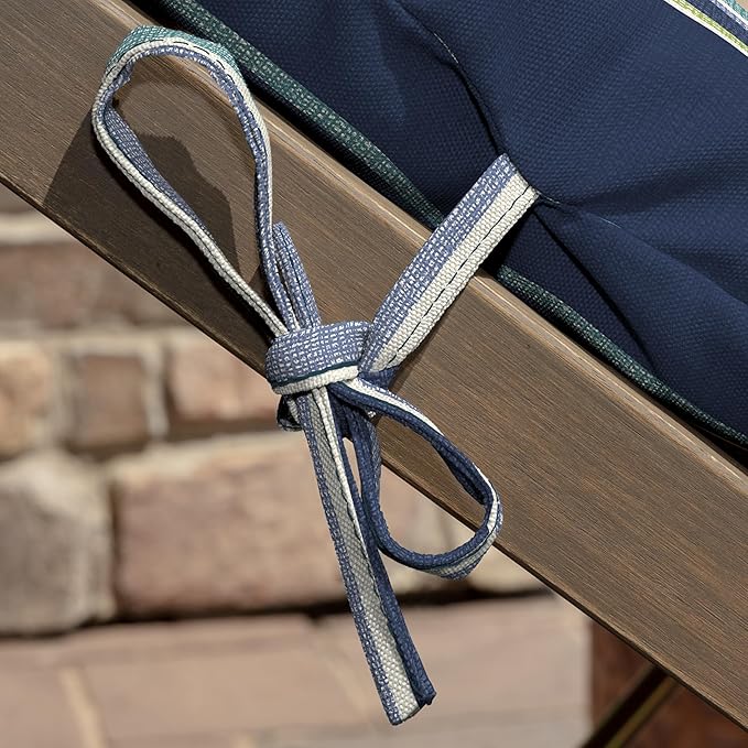 Arden Outdoor Chaise Lounge Cushion, 22 x 77, Rain-Proof, Fade Resistant Sapphire Aurora Blue Stripe