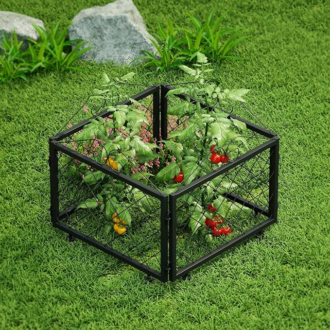 Zhongma Decorative Metal Garden Fence, Pack of 4pcs, Total 26" H x 97.5" L