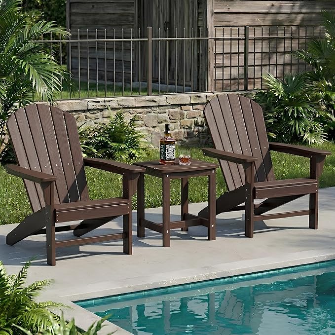 Y&M Outdoor Side Table, HIPS Adirondack Small Single Table, Waterproof Square Outside Table, Balcony Modern End Tables for Patio, Pool, Beach, Porch, Deck, Indoor or Outdoor Use, Coffee