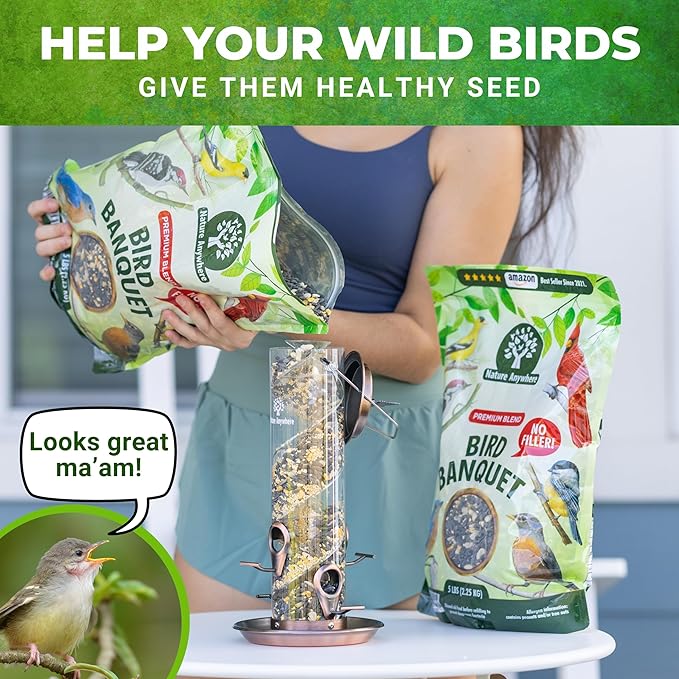 Nature Anywhere Bird Seed Bird Banquet Bird Seed for Outside Feeders, Wild Bird Seed, Bird Food, No Fillers, Made in USA, Wild Bird Food Blend