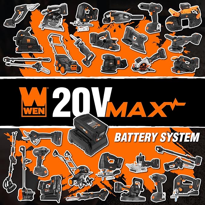 WEN 20V Max Cordless 2-in-1 6-Inch Chainsaw and Pole Saw with 12.3-Foot Reach, 4Ah Battery and Charger (20751)