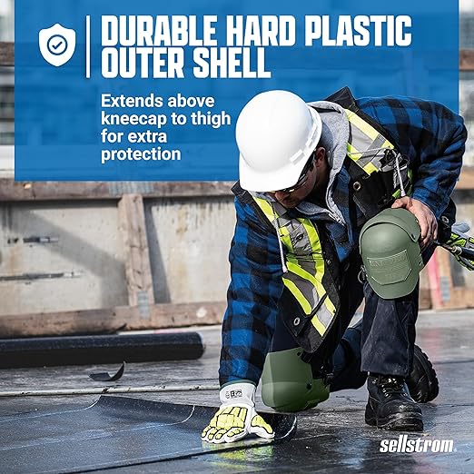 Sellstrom Ultra Flex KneePro Professional Knee Pads for Men & Women with Thick Foam Cushioning & Heavy Duty Hard Outer Shell - Adjustable Straps with Speed-Clips & Ergonomic Metal Hinges - for Construction Work, Gardening, Roofing, Flooring