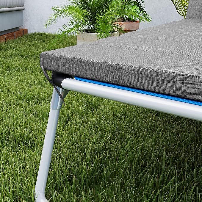 Outsunny Outdoor Lounge Chair Cushion Set of 2, 80" x 26" UPF50+ 230gsm Olefin and 25D High-Density Foam, Foldable Patio Chaise Lounge Cushion Set, Fade Resistant for Lawn Pool, Charcoal Gray