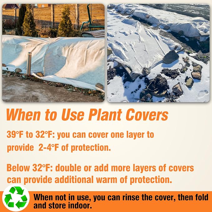 Gardzen Garden Hoops and 10ftx30ft Plant Covers for Winter Freeze Protection, 1.5oz Floating Row Covers, Frost Blankets for Outdoor Plants