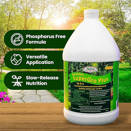 Medina Agriculture Products HastaGro 16-0-2 SuperGro Plus, No Phosphorus Lawn Fertilizer with Molasses and Humic Acid