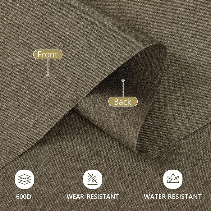 Waterproof Canvas Fabric by The Yard, 58inch 600D Upholstery Fabric Polyester Material Outdoor Water Resistant Material for Sewing Chair Patio Cushion Bag Sofa Seat Repair, 1 Yard Coffee