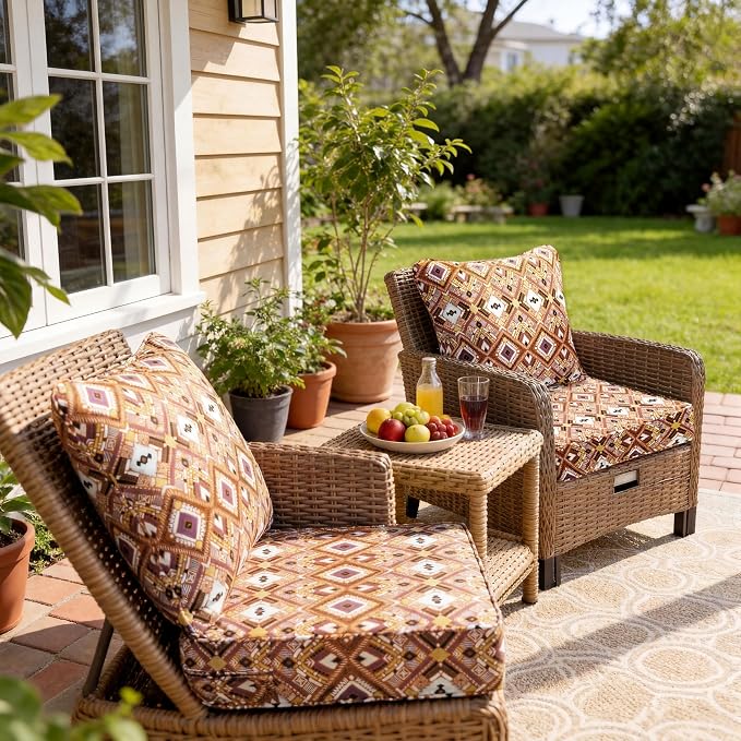 Art Leon Waterproof Outdoor Seat Cushion 24"x 24" 30D High Density Foam Patio Chair Cushions with Non-Slip Backing Patio Cushions for Patio Furniture Porch Swing Garden Bench Camping Stadium