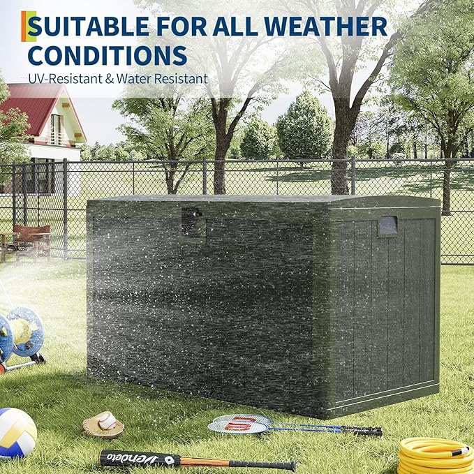 130 Gallon Waterproof Outdoor Storage Box, Lockable Deck Cabinet for Patio Furniture, Outdoor Cushion Organizer, Garden Tools, Package Delivery, Deck Boxes Outdoor Waterproof