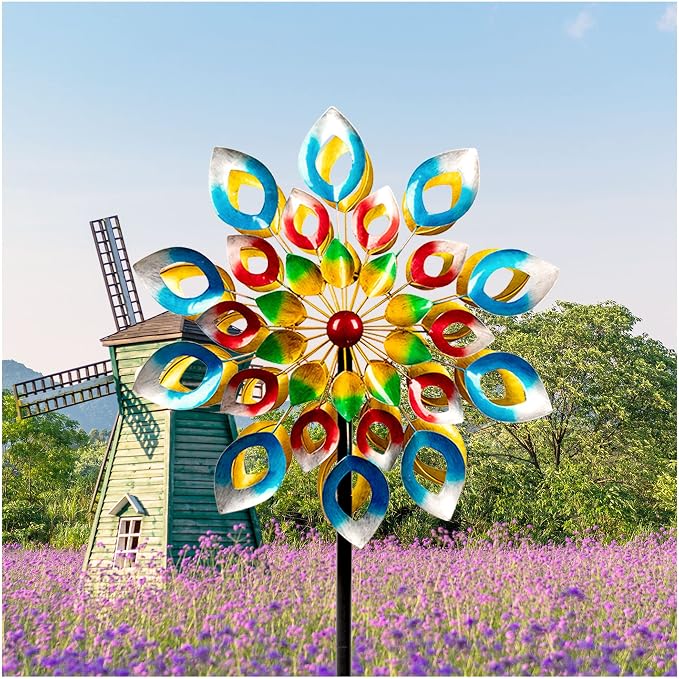 Pure Echo Metal Wind Spinner, 84 inch Large Outdoor Wind Spinners for Yard and Garden, Colorful Decor, Gift for Family Friends