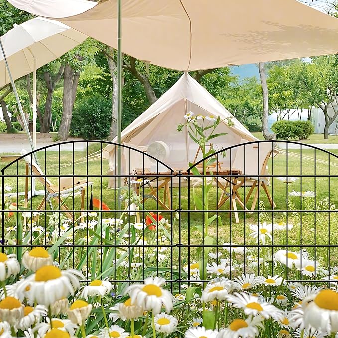 Thealyn Metal Garden Fence 32 inch H x 28 inch W (5 Panels, Total Length 11.6 ft) No Need Dig Rustproof Animal Barrier Fencing Border Fence for Dog, Patio,Yard, Landscape, Flower Bed