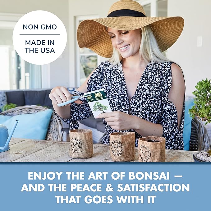 Garden Republic Bonsai Tree Kit - Grow 3 Mini Bonsai Trees, Indoor Plant Growing - Starter Kit with Seeds, Soil, Planters & Shears, Gardening Gifts for Women, Fathers Day Gardening Gifts