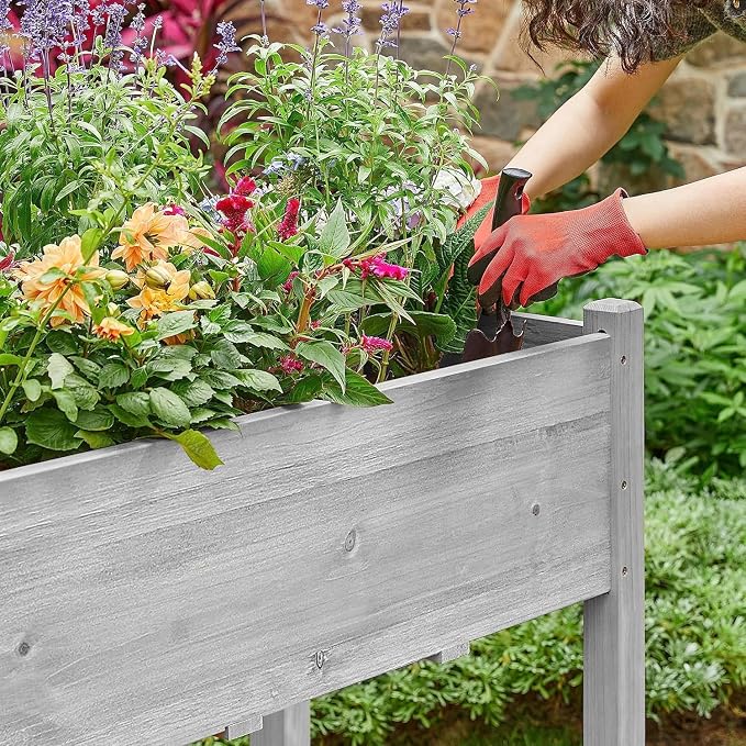 Simple Deluxe Raised Garden Bed with Legs, 72 x 23 x 30 Inch Wooden Planter Box with Liner, Elevated Outdoor Garden Box for Patio, Balcony & Backyard Use, Grey