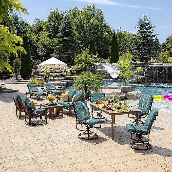 ARDEN Outdoor Midback Chair Cushion, 18 x 16.5, Water Repellent, Fade Resistant 18 x 16.5, Alana Tile