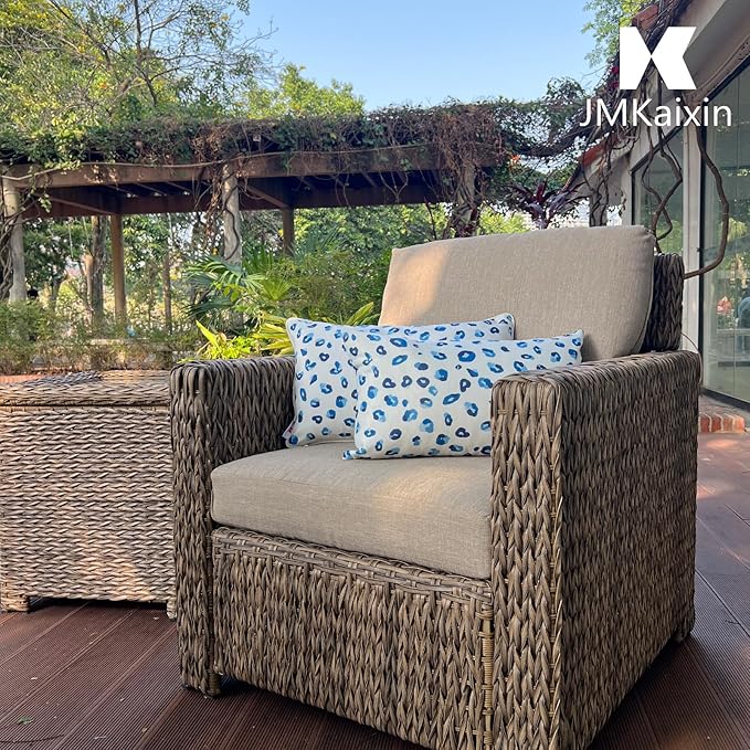 Pack of 2 Patio Lumbar Pillows, 12"x20" Fade Resistant Outdoor Waterproof Lumbar Pillow with Inners, Decorative Garden Lumbar Cushions for Home Patio Terrace Sofa Use