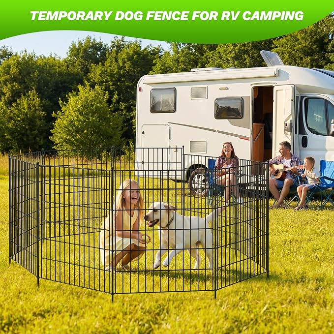 Toolterritary 5 Panels No Dig Decorative Garden Fence, 40in(H) x 12.5ft(L), Dog Fence Outdoor for Yard - Rustproof Metal Animal Barrier Fencing for Patio, Flower Bed, Ideal for Dogs, Rabbits