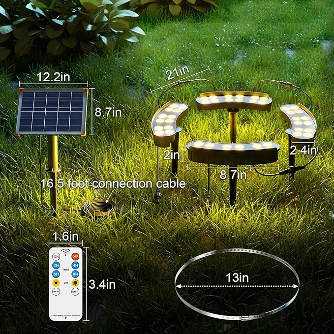 Solar Palm Tree Lights Outdoor,14400mAh large battery，solar tree lights,landscape light,3000K,IP65 waterproof,supports remote control,timer and dimming,Large trees suitable for courtyards and gardens