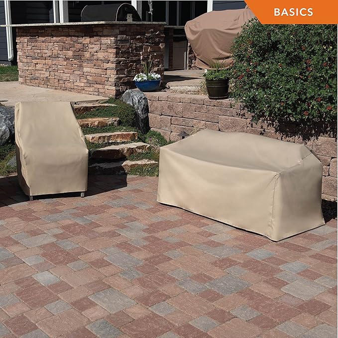 Modern Leisure Basics Patio Chair Cover - Weather-Resistant Fabric - Furniture Protection Perfect for Patio, Deck, and Porch - 33" L x 34" W x 31" H - Khaki, 2023