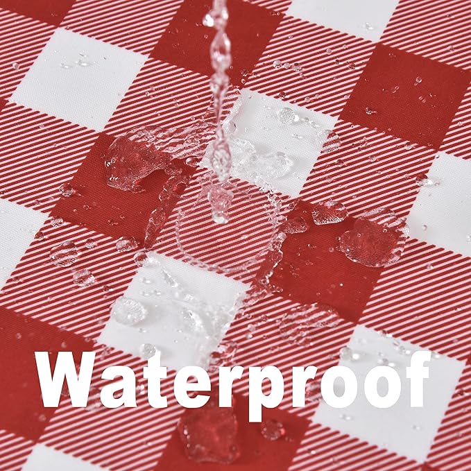 Classic Gingham Plaid Tablecloth Fabric - Rectangular 58x102 Inch Water Resistant Checked Table Cloth for Indoor/Outdoor Use - Table Cover for Kitchen, Picnics, Gardens, and Parties