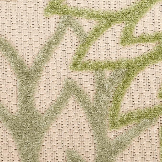 Nourison Home Aloha Indoor-Outdoor Ivory Green 10' x 14' Area Rug, Easy Cleaning, Non Shedding, Bed Room, Living Room, Dining Room, Backyard, Patio, Deck (10x14)