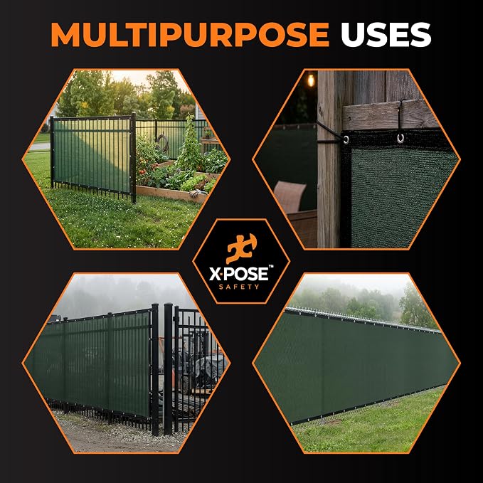 Xpose Safety Privacy Fence Screen 8.5’ x 100’ (6 Pack) – Heavy Duty Green Mesh with 90% Visibility Block, UV Protection – for Garden, Yard, Nursery, Kennel, Dog Run, Greenhouse