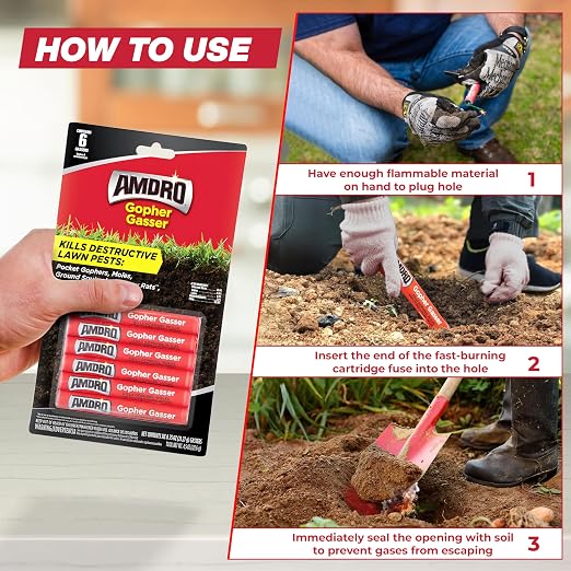 Gopher Gasser Bundle Pack – 3 Packs of Gopher Gassers (6 Per Pack) with Professional Contractor Tips – Rodent Control for Lawns, Gardens & Golf Courses – Outdoor Use Only (10)