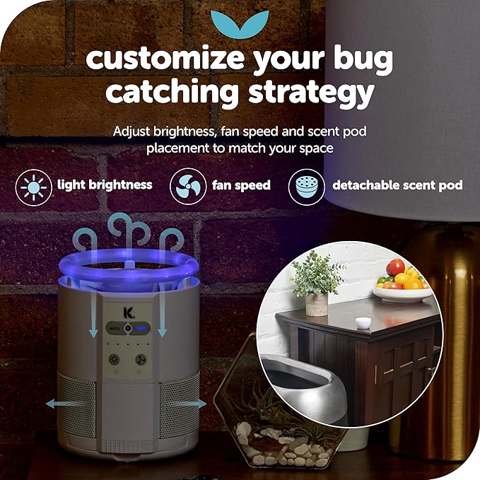 Katchy Duo – Indoor Fly Trap with Scent Pod – Day & Night Effective – Mosquito, Fruit Fly, Gnat & Small Moth Killer – Non-Zapper Trap with UV Bug Light & Fan Suction (White)