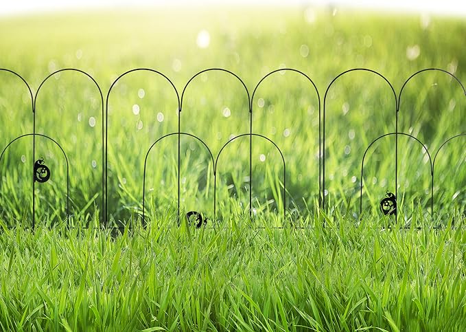 24in x 12ft Metal Garden Fence 6 Piece Rustproof Fencing Decorative Iron Wire Animal Outdoor Border Dogs Barrier Edging Patio Fences Landscape for Flower Bed