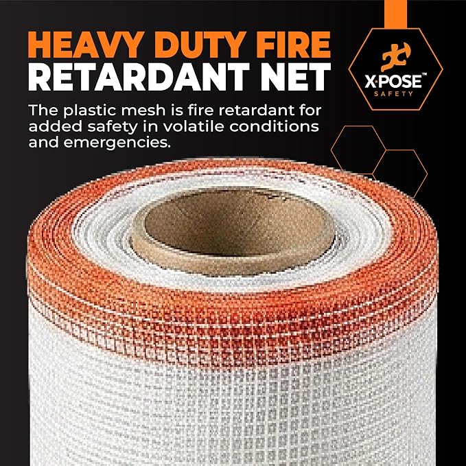 Xpose Safety Debris Netting for Construction – 8.5’ x 150’, 1/6" Mesh Scaffold Safety Net, Temporary Material Roll, Visibility Fence, Heavy-Duty Fire Retardant, White (12-Pack)
