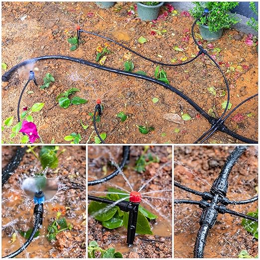 Maotong 240FT Drip Irrigation System Kit New Quick-Connect, Automatic Garden Watering Misting System for Greenhouse, Yard, Lawn, Plant with 1/2 inch Hose 1/4 inch Distribution Tubing and Accessories