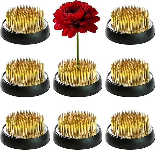 2inch Flower Frogs Set, Stainless Floral Frogs Ikebana Kenzan, Round Flower Arrangement Tool Floral Holder Pin Frogs for Ikebana Flower Vase Home DIY Craft (8Pcs 2inch Gold)