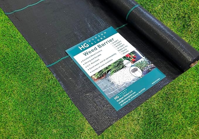 4FT x 100FT Premium PP Woven Weed Barrier, Landscape Fabric,3.2 OZ Gardening Weed Control Mat, Included (20 Set U-Staples & Plastic Peds Free)