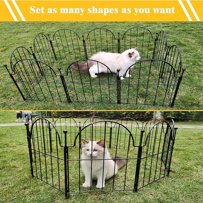 Blingluck Garden Fence, 17in(H) x 27.5 ft(L) Arched Rustproof Metal No Dig Fence Garden Fence Border,Ground Stake Animal Barrier Fence for Rabbit Dog, Outdoor Landscape Decor for Yard & Patio,25 Pack