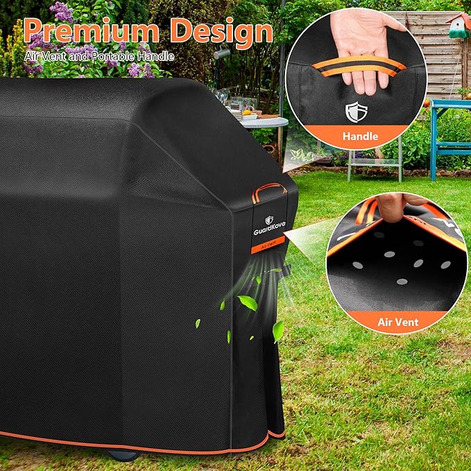[Upgraded 1000D Heavy Duty Fabric] 60" Grill Cover for Outdoor Grill, Waterproof, Tear & Fade Resistant BBQ Cover with Buckle & Air Vent, Gas Grill Cover for 3-4 Burner Weber Nexgrill Char-Broil Grill