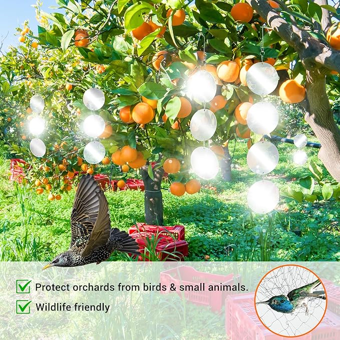 Reflective Bird Scare Discs Set, 24 PCS Large Double-Sided Bird Scare Device for Outside, Bird Reflectors to Keep Birds, Woodpeckers, Pigeons Away from House, Outdoor Garden, Patio and Yard