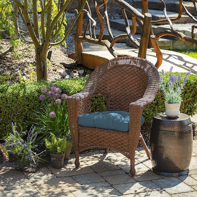 Arden Indoor/Outdoor Rocking Chair Or Wicker Chair Cushion, 2-Pack, 20 x 18, Water Repellent, Rain Proof, Fade Resistant Cushion for Rocking Or Rounded Back Chair French Blue Texture