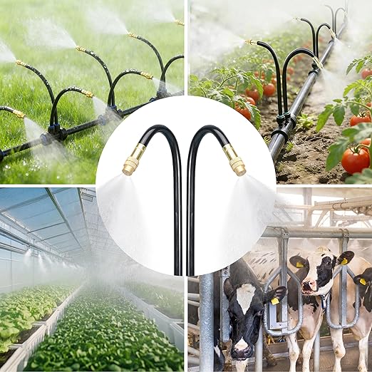 Drip Irrigation System for Garden, Automatic Watering System with Adjustable 360° Copper Spray Nozzles, DIY Drip Irrigation Kit for Yard, Lawn, Greenhouse, Raised Beds & Potted Plants (100FT)