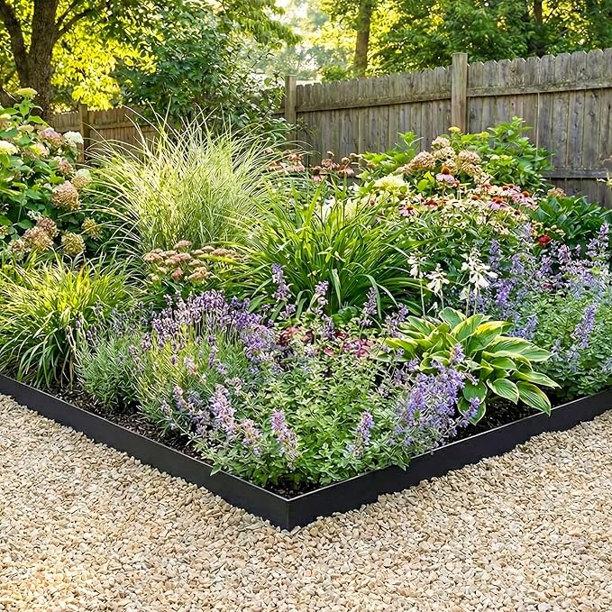 SnugNiture Galvanized Steel Landscape Edging - 4.5 inch Hammer-in Metal Garden Edging with 11Pcs Stakes, Edging for Lawn, Flower Bed and Yard - Garden Edger Border (33Ft Total)