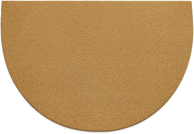 OLANLY Half Circle Front Door Mat, Low Profile Doormat, Stain and Fade Resistant, Easy to Clean, for Indoor and Outdoor Entrances, Patio Porch or Entryway, Brown (47x32 Inch, Plain Brown)