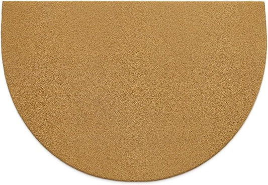 OLANLY Half Circle Front Door Mat, Low Profile Doormat, Stain and Fade Resistant, Easy to Clean, for Indoor and Outdoor Entrances, Patio Porch or Entryway, Brown (47x32 Inch, Plain Brown)