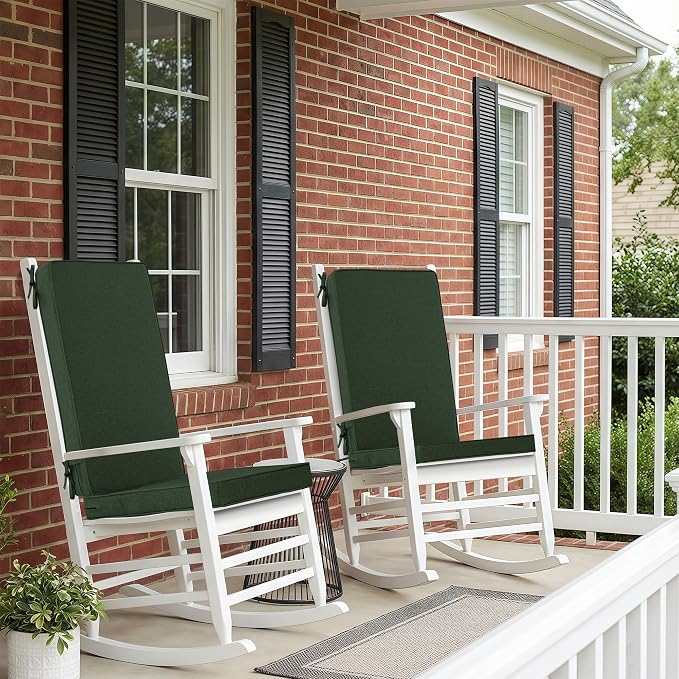 Outdoor Chair Cushions 20x20, Water-Resistant & Fade-Resistant, Patio Furniture Lawn Dining Chair Seat Replacement with High Back, Ties Zipper, Removable Cover, Set of 4, Olive Green