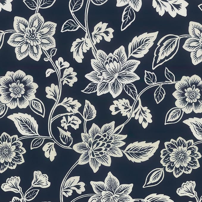 LVTXIII Outdoor U-Shaped Wicker Seat Cushion, Decorative Tufted Chair Pads Round Back Seat Cushion Set for Patio Garden Home Office Furniture, 19"x19"x4", 2 Pack, Elegant Vines Navy