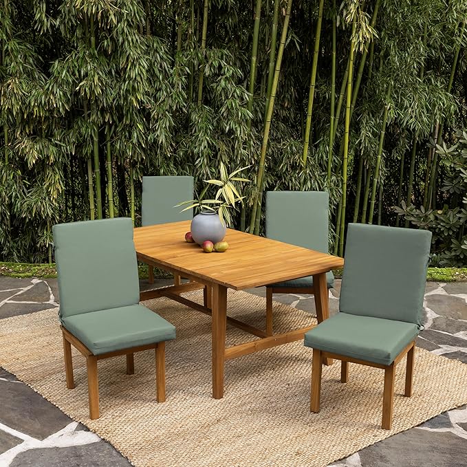 Arden 4-Pack earthFIBER Outdoor Patio Dining Chair Cushion, 20x44, Rain-Proof Seat Pad, Fade-Resistant Outdoor Cushion Sage Green Texture